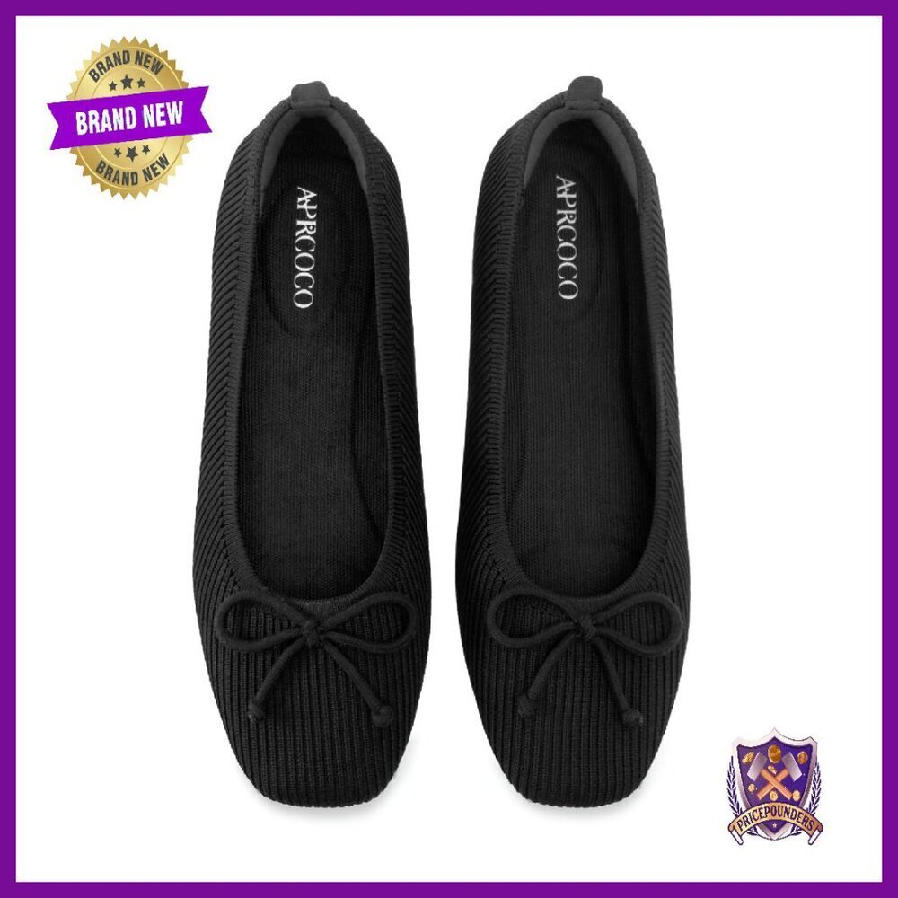 Knit Ballet Flats Square Toe Foldable Comfort Light Office Shoes